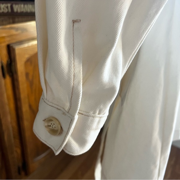 ASOS Cream Button Front Belted Denim Trench Coat US Size 10 NWT - Picture 7 of 13